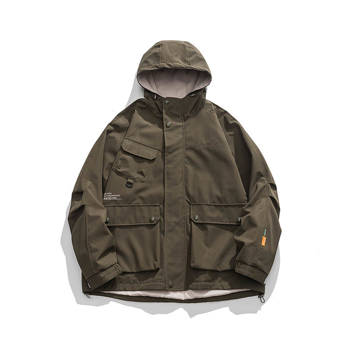 Unisex Oversize-Utility-Jacke mit Kapuze, multifunktionalen Pattentaschen und Kordelzug Drune