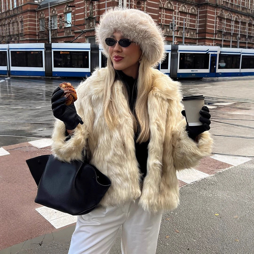 Damen Kunstfelljacke mit luxuriösem Kragen und elegantem Schnitt Drune