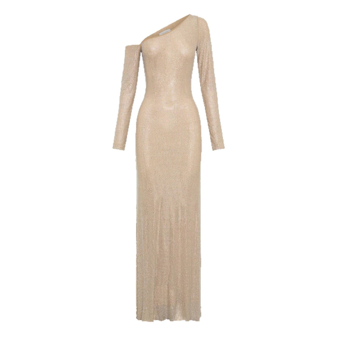 Damen Figurbetontes Abendkleid mit schimmerndem Paillettenbesatz und asymmetrischem Ausschnitt Drune