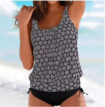 Damen Tankini mit elastischem Bund und gerafftem Oberteil Drune