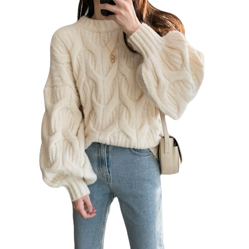 Damen Grobstrickpullover mit eleganter Zopfmusterstruktur und lässigem Schnitt Drune