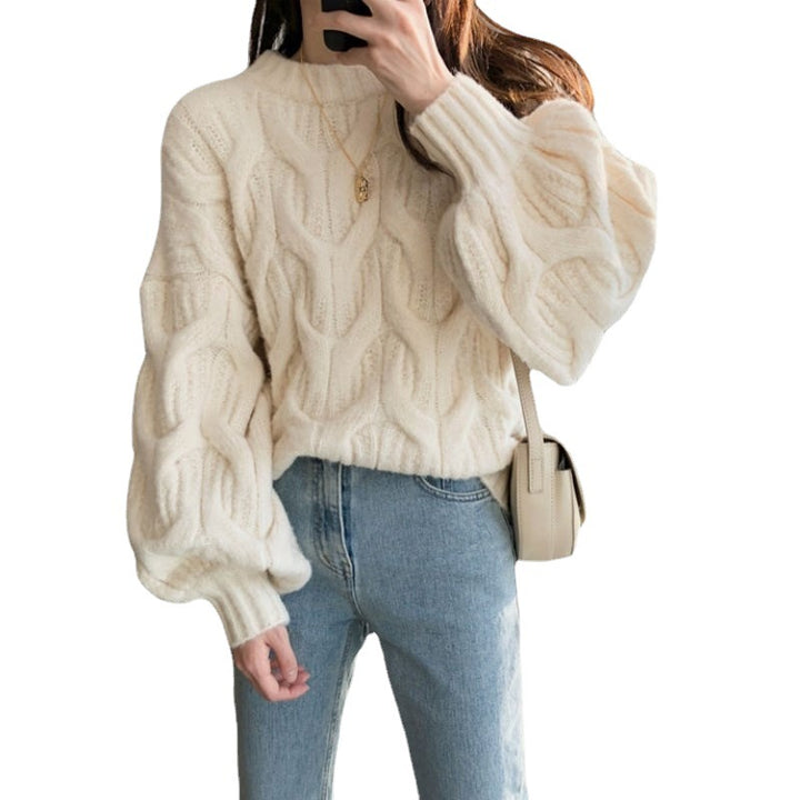 Damen Grobstrickpullover mit eleganter Zopfmusterstruktur und lässigem Schnitt Drune