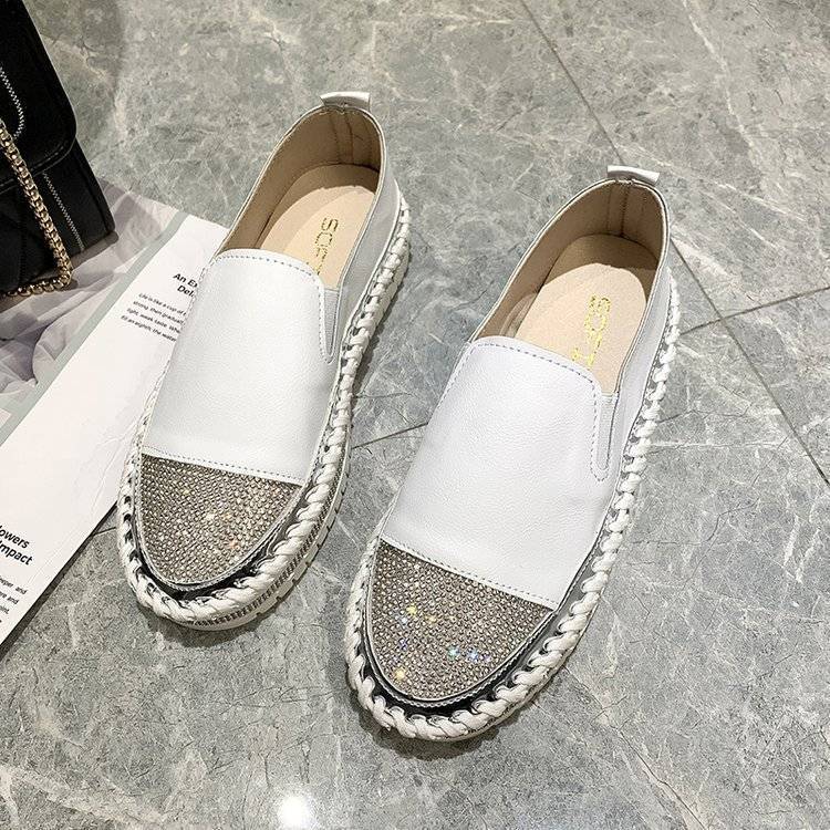 Damen glänzende Slip-On Plateau-Sneaker mit geflochtenem Rand und elastischem Einsatz Drune