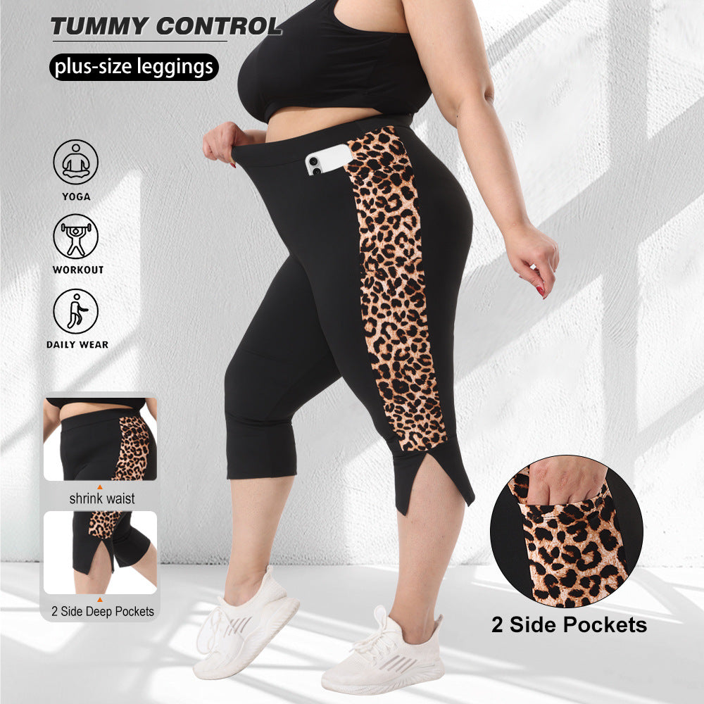 Damen Sculpting-Capri-Leggings mit hohem Taillenbund, Bauchkontrolle und seitlichen Einschubtaschen Drune