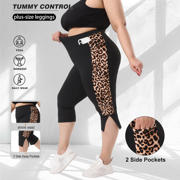 Damen Sculpting-Capri-Leggings mit hohem Taillenbund, Bauchkontrolle und seitlichen Einschubtaschen Drune
