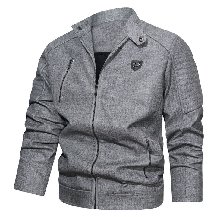 Herren Denim-Optik Bomberjacke mit Stehkragen und gesteppter Schulterpartie Drune
