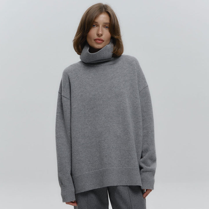 Damen Overgröße Rollkragenpullover aus weicher Wolle Drune