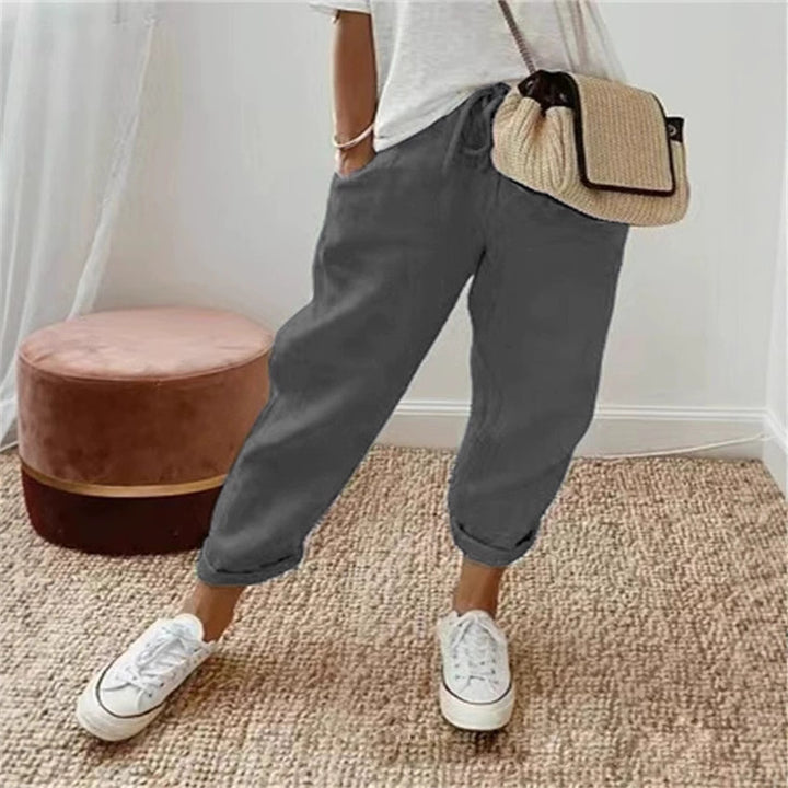 Damen Bequeme und lässige Chino-Hose mit elastischem Bund Drune
