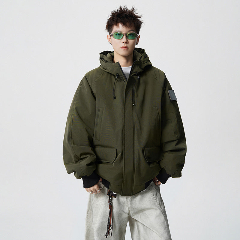 Herren Wattierter Oversize-Parka mit Kunstfellkapuze und Utility-Taschen Drune