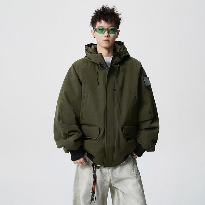 Herren Wattierter Oversize-Parka mit Kunstfellkapuze und Utility-Taschen Drune