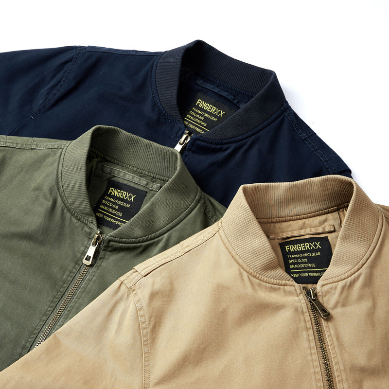 Herren Kurzgeschnittene Canvas-Bomberjacke im Utility‑Field‑Stil mit Taschenorganizer Drune