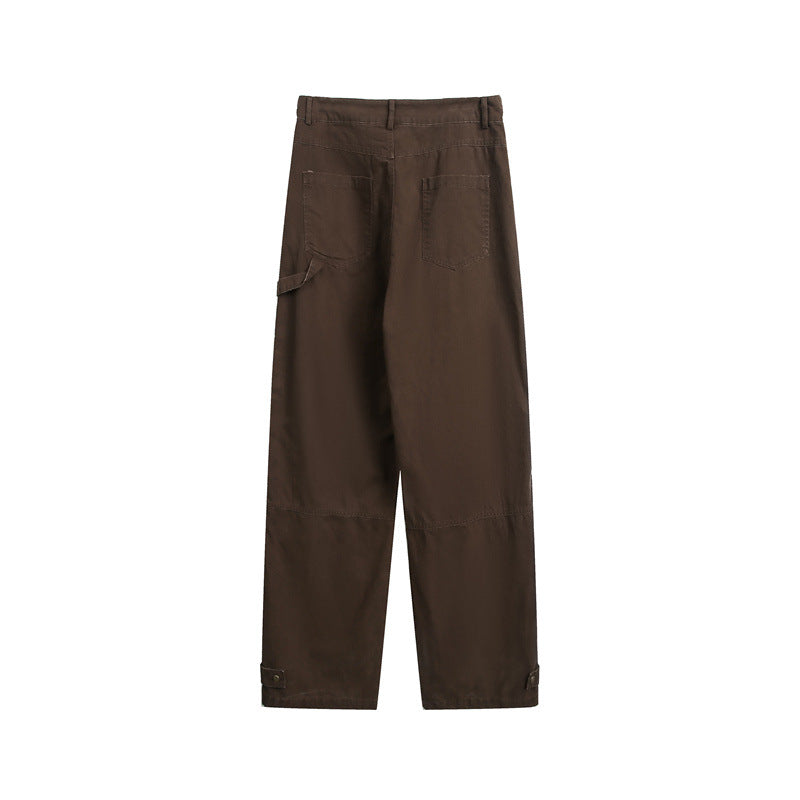Damen Weite High‑Waist Cargo‑Hose mit Multifunktionstaschen und verstellbarem Saum Drune