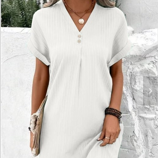 Damen lässiges Midi-Kleid mit Knopfdetails Drune