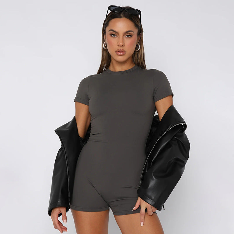 Damen Jumpsuit mit figurbetontem Schnitt und kurzarm Design Drune