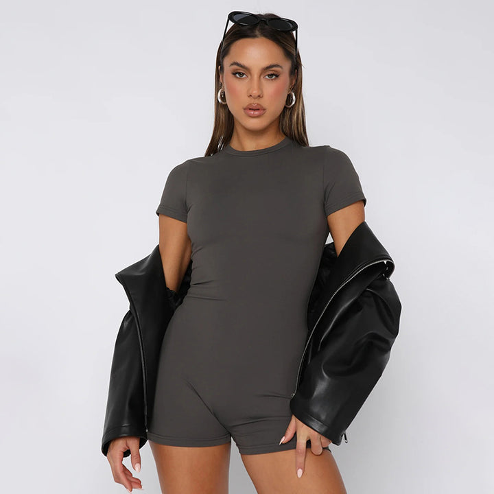 Damen Jumpsuit mit figurbetontem Schnitt und kurzarm Design Drune