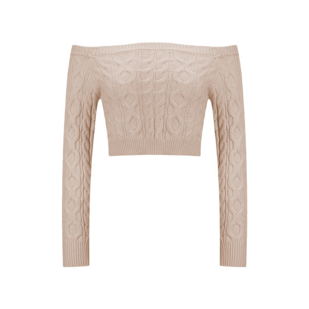 Damen Strickpullover mit Off-Shoulder und attraktivem Zopfmuster Drune