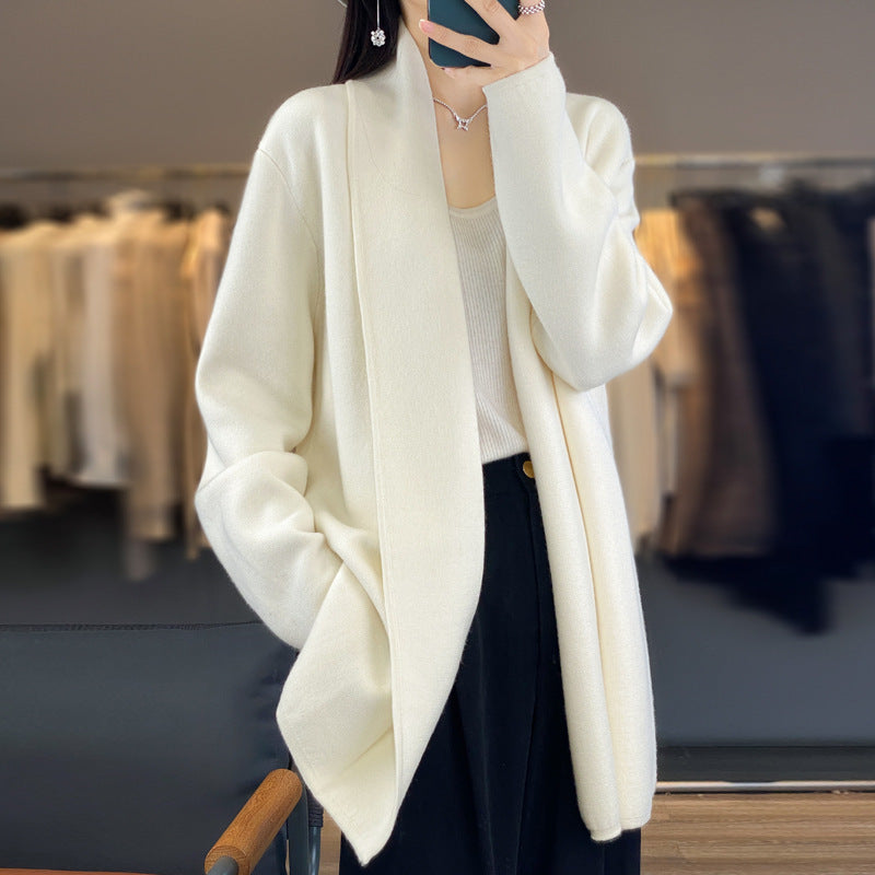 Damen Modische Strickjacke mit Gürtel Drune