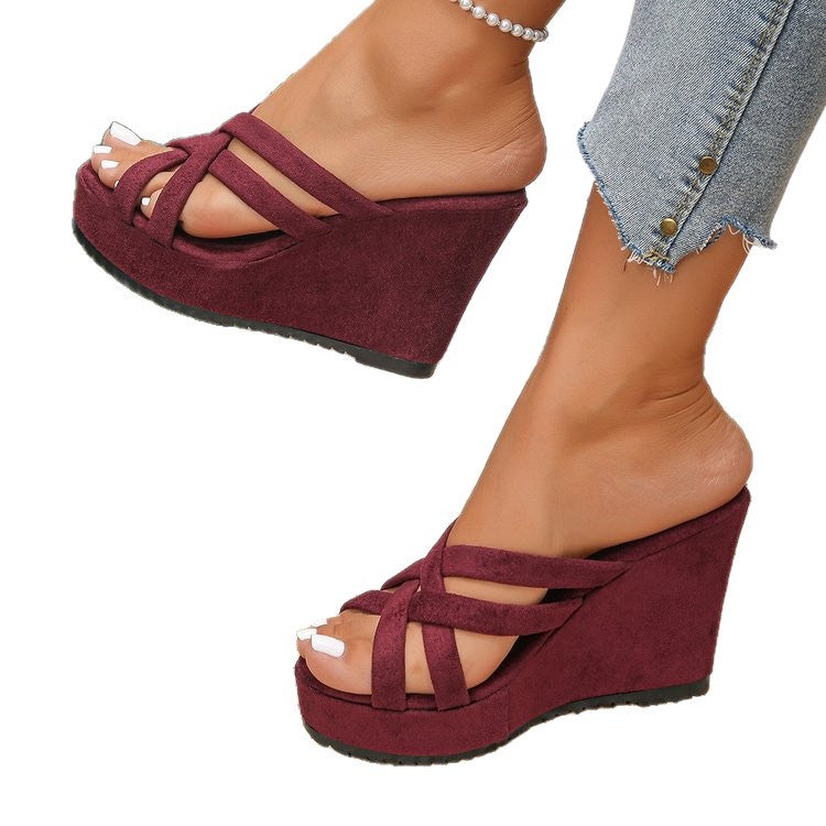 Damen Wedge-Pantoletten mit raffiniertem Kreuzriemen-Design und bequemer Sohle Drune