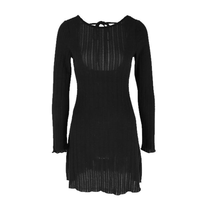 Damen Langarm-Strickkleid mit raffinierten Rippdetails Drune