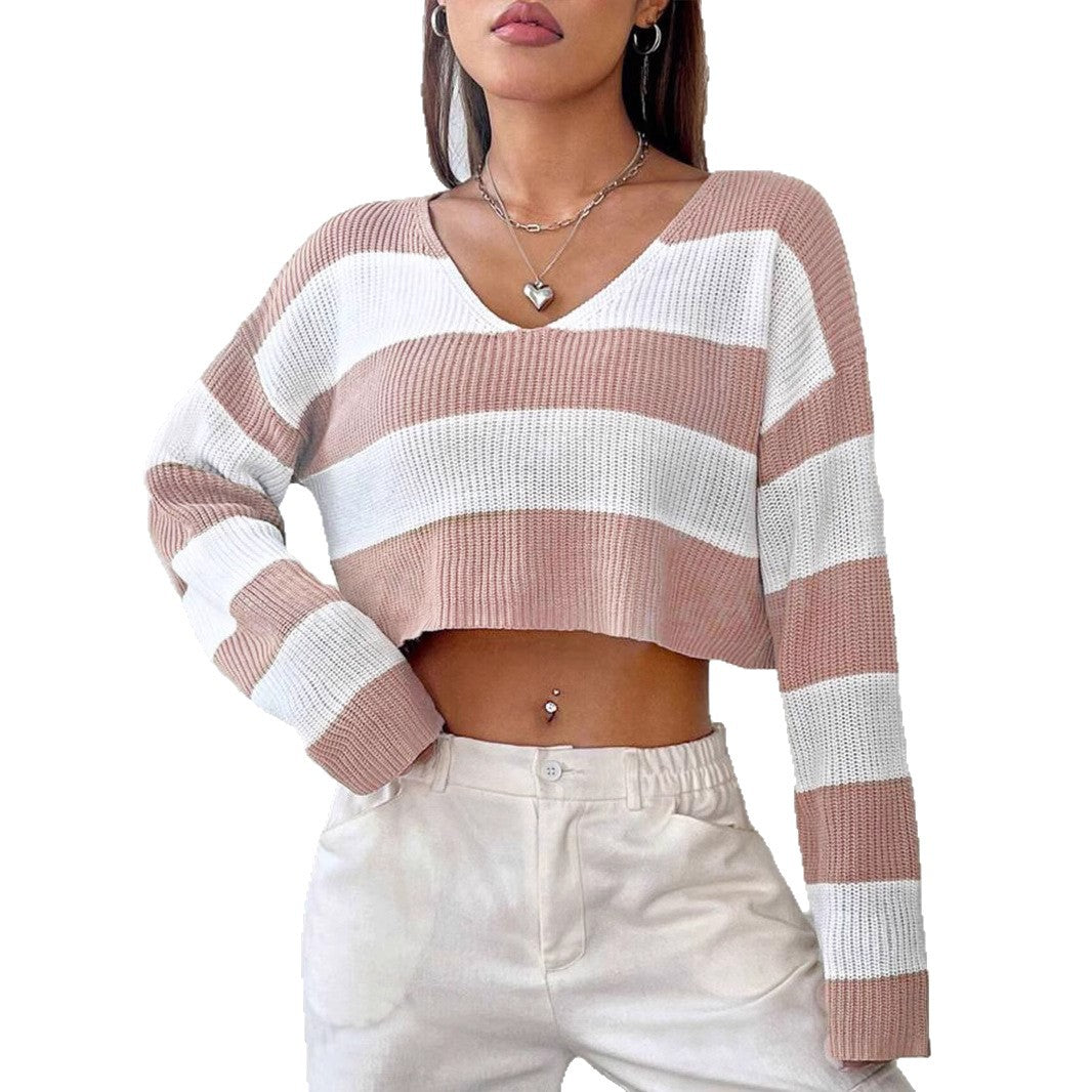Damen Gemusterter Crop-Pullover Drune