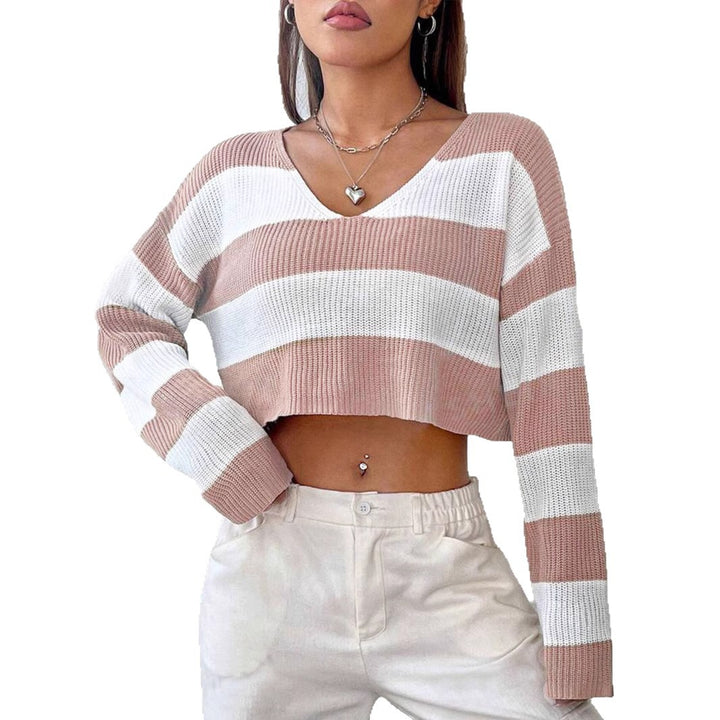 Damen Gemusterter Crop-Pullover Drune