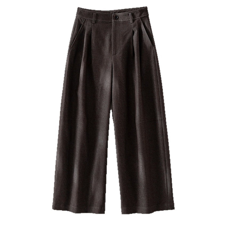 Damen Hochtaillierte weite Culotte-Stoffhose mit Bundfalten Drune