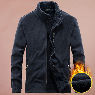 Herren Fleecejacke mit durchgehendem Reißverschluss, Stehkragen und Eingrifftaschen Drune