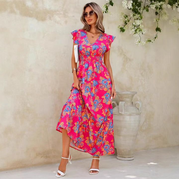 Damen Maxikleid mit floralem Muster Drune