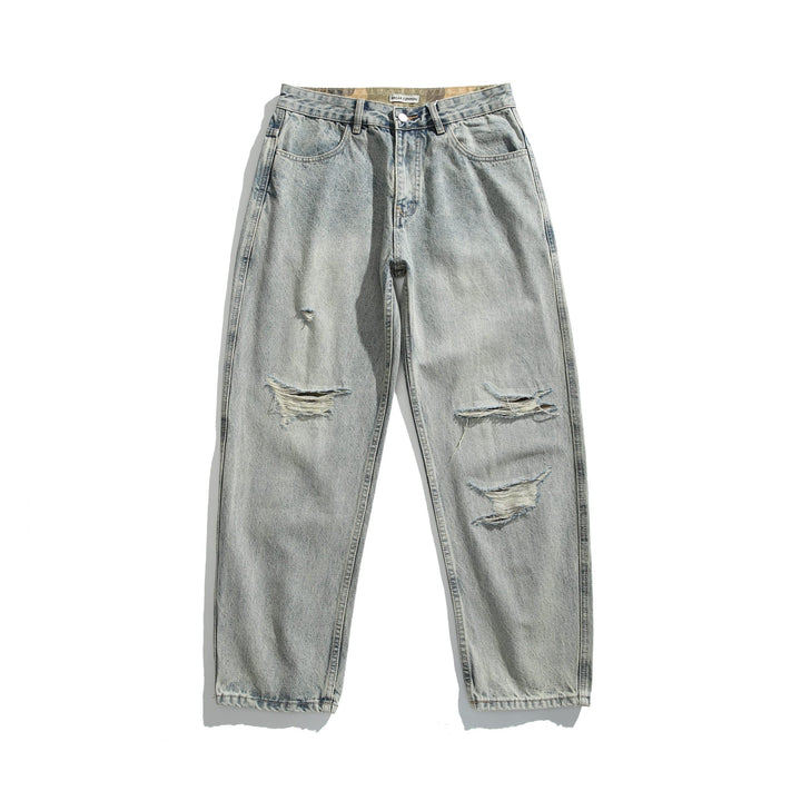 Damen High‑Waist Relaxed-Jeans mit Distressed-Details und tailliertem Knöchelabschluss Drune