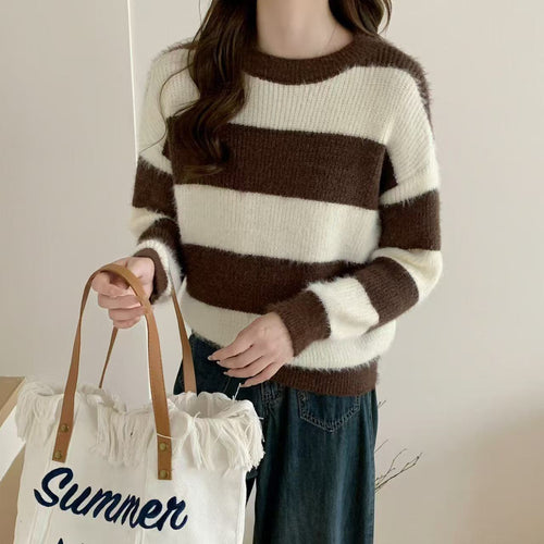 Damen gestreifter Kuschelpullover Drune