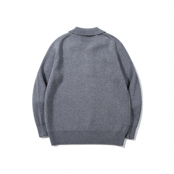 Herren Feinstrick-Polo-Pullover mit Hemdkragen, Knopfleiste und geripptem Saum Drune