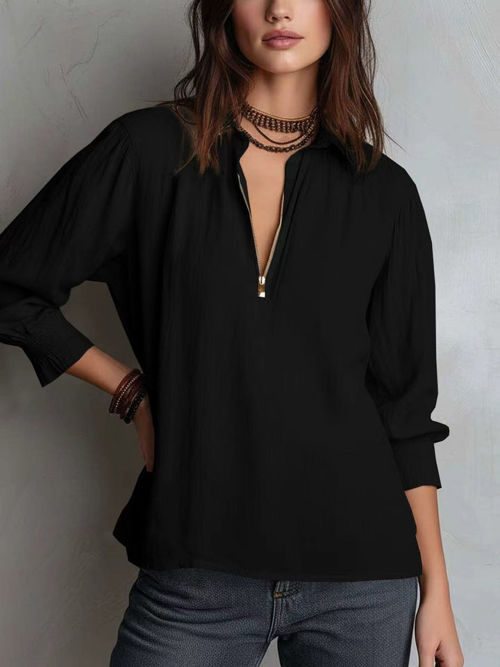 Damenbluse mit halblangem Arm und Reißverschluss Drune