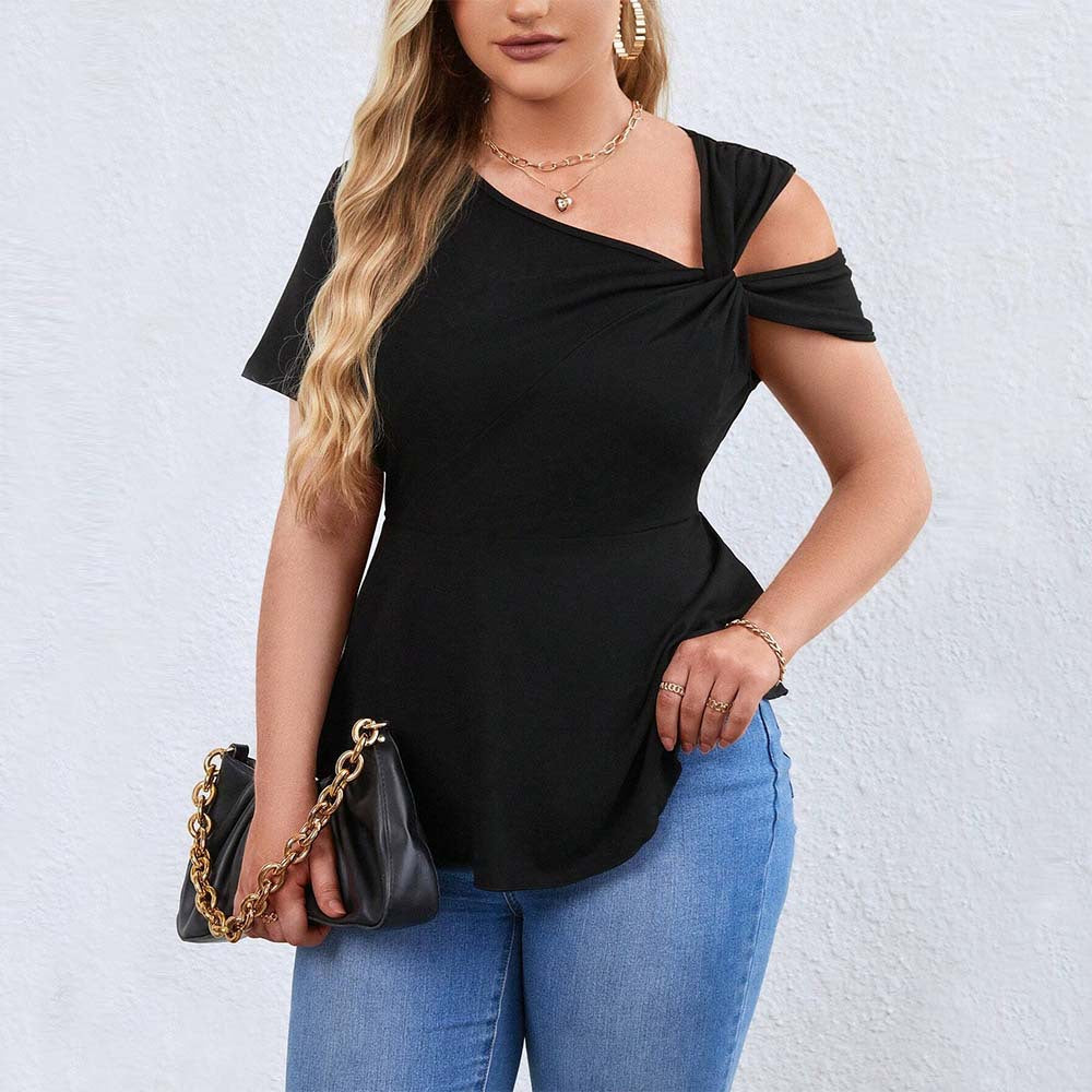 Damen Oberteil mit asymmetrischem Cut-Out und raffiniertem Wickeldesign Drune