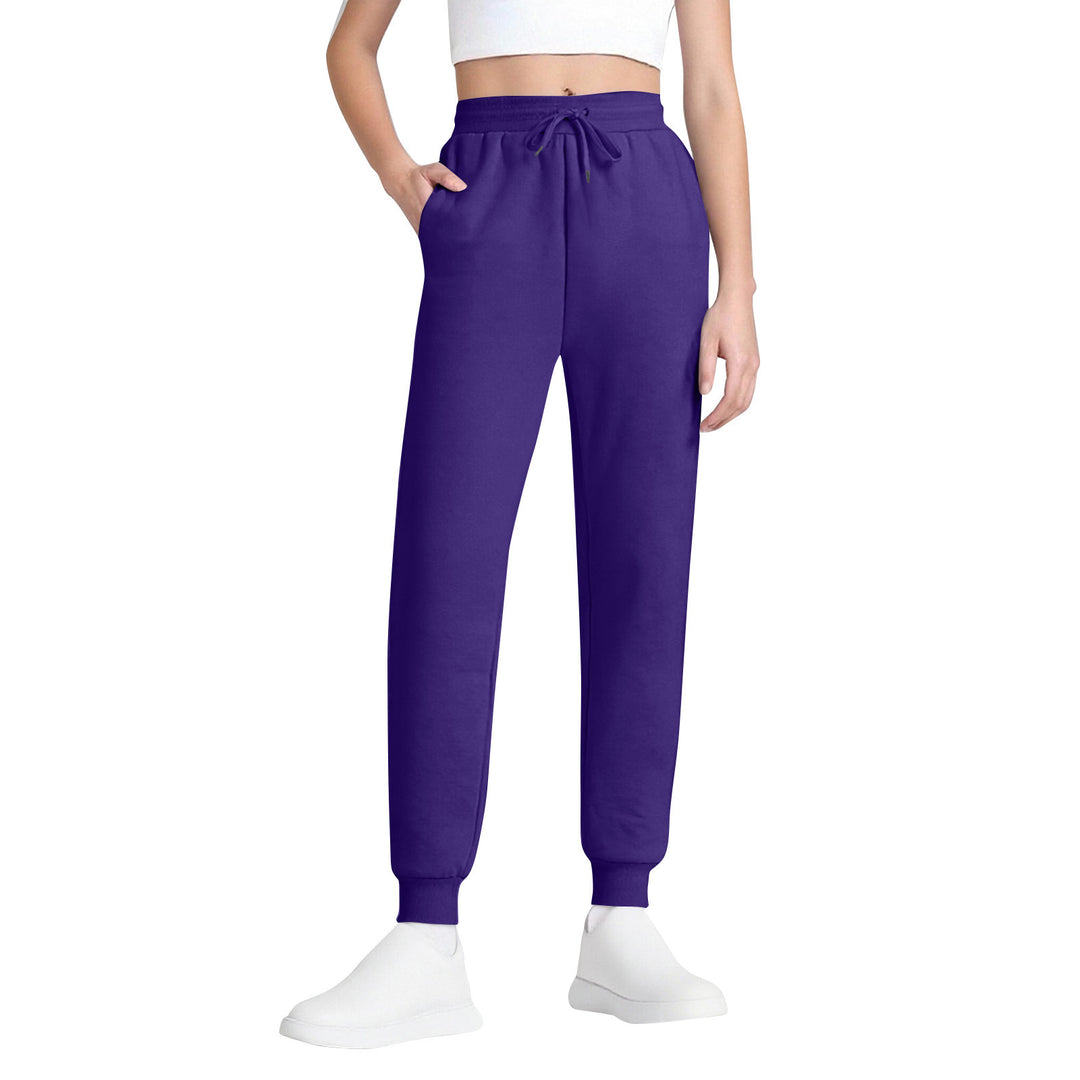 Damen nan schlanke hochgeschnittene Jogginghose mit Tunnelzug, Eingrifftaschen und Bündchen Drune