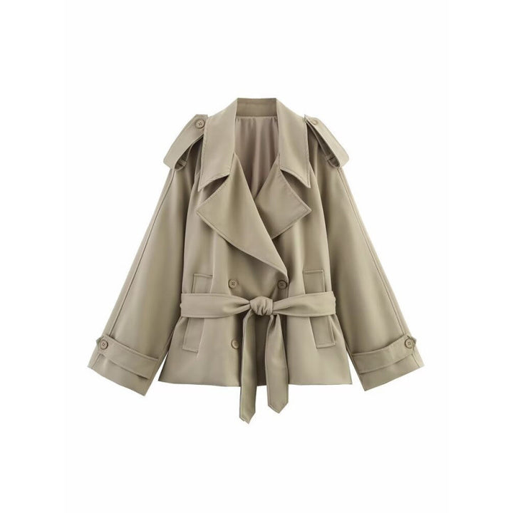 Damen Trenchcoat mit taillierbarem Gürtel und modischen Revers Drune
