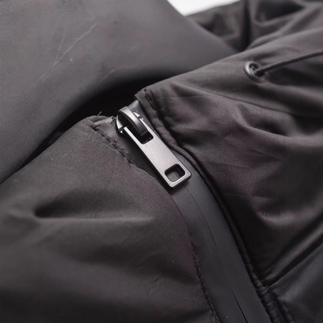 Damen Cropped Stepp-Parka mit Kapuze, wasserdichtem Reißverschluss und Rippbündchen Drune