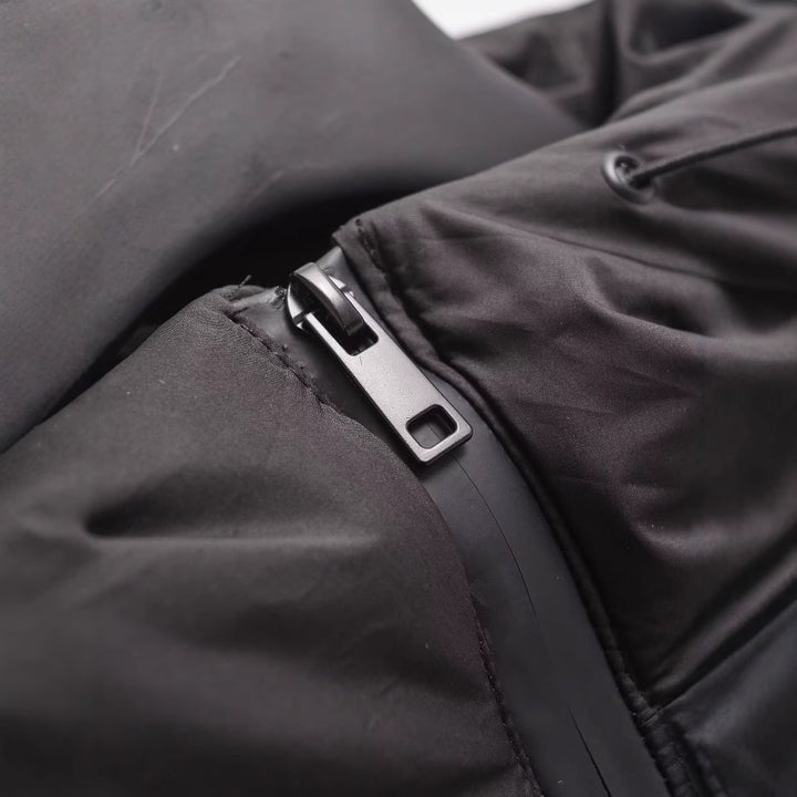 Damen Cropped Stepp-Parka mit Kapuze, wasserdichtem Reißverschluss und Rippbündchen Drune