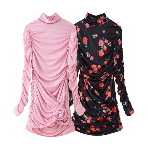 Damen elegantes Rüschenoberteil mit hohem Kragen Drune