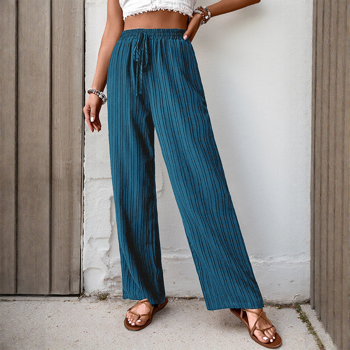 Damen Weite Sommerhose aus leichtem Crinkle‑Stoff mit elastischem Bund und Tunnelzug Drune