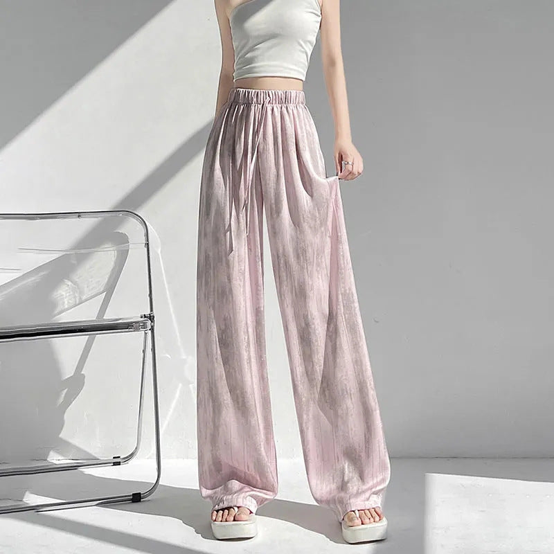 Damen Hochtaillierte Palazzo-Hose aus leichtem, atmungsaktivem Material mit elastischem Bund