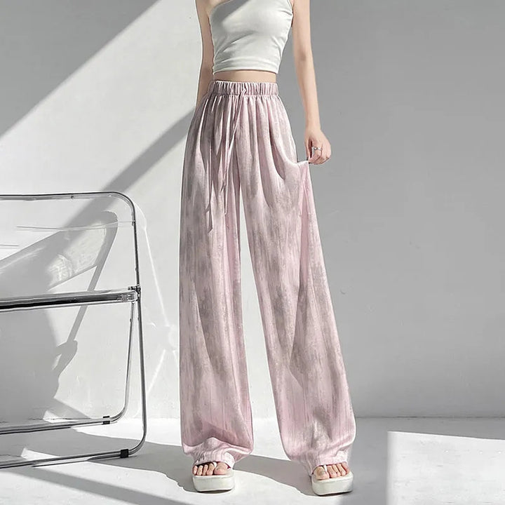 Damen Hochtaillierte Palazzo-Hose aus leichtem, atmungsaktivem Material mit elastischem Bund