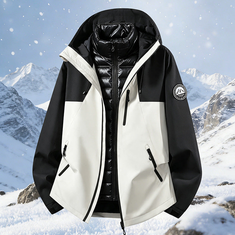 Unisex wetterfeste dreiteilige Softshelljacke mit abnehmbarer Steppinnenjacke und Kapuze Drune