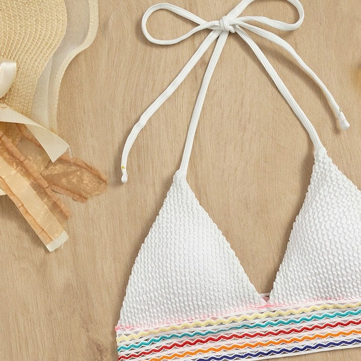 Damen Triangel-Bikini mit buntem Wellenmuster Drune