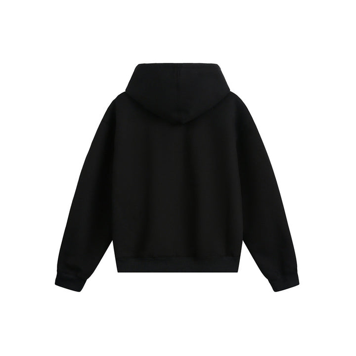 Unisex Oversize Kapuzen-Zipjacke mit Zwei-Wege-Reißverschluss und Statement-Print Drune