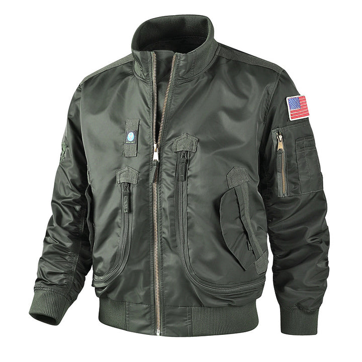 Herren nan klassische Bomberjacke im Pilotendesign mit Multifunktionstaschen und robustem Reißverschluss Drune