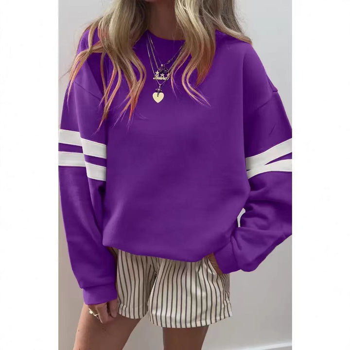Damen Sportlicher Oversized Pullover mit Streifenakzenten und lässigem Schnitt Drune