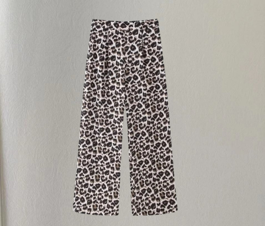 Damen Weite Leopardenmuster-Hose Drune