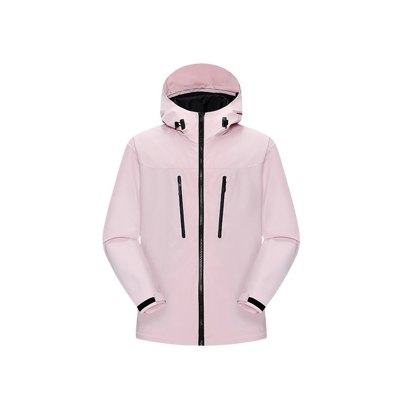 Damen Technische wasserfeste Softshell‑Regenjacke mit Kapuze, versiegelten Nähten und vertikalen Reißverschlusstaschen Drune