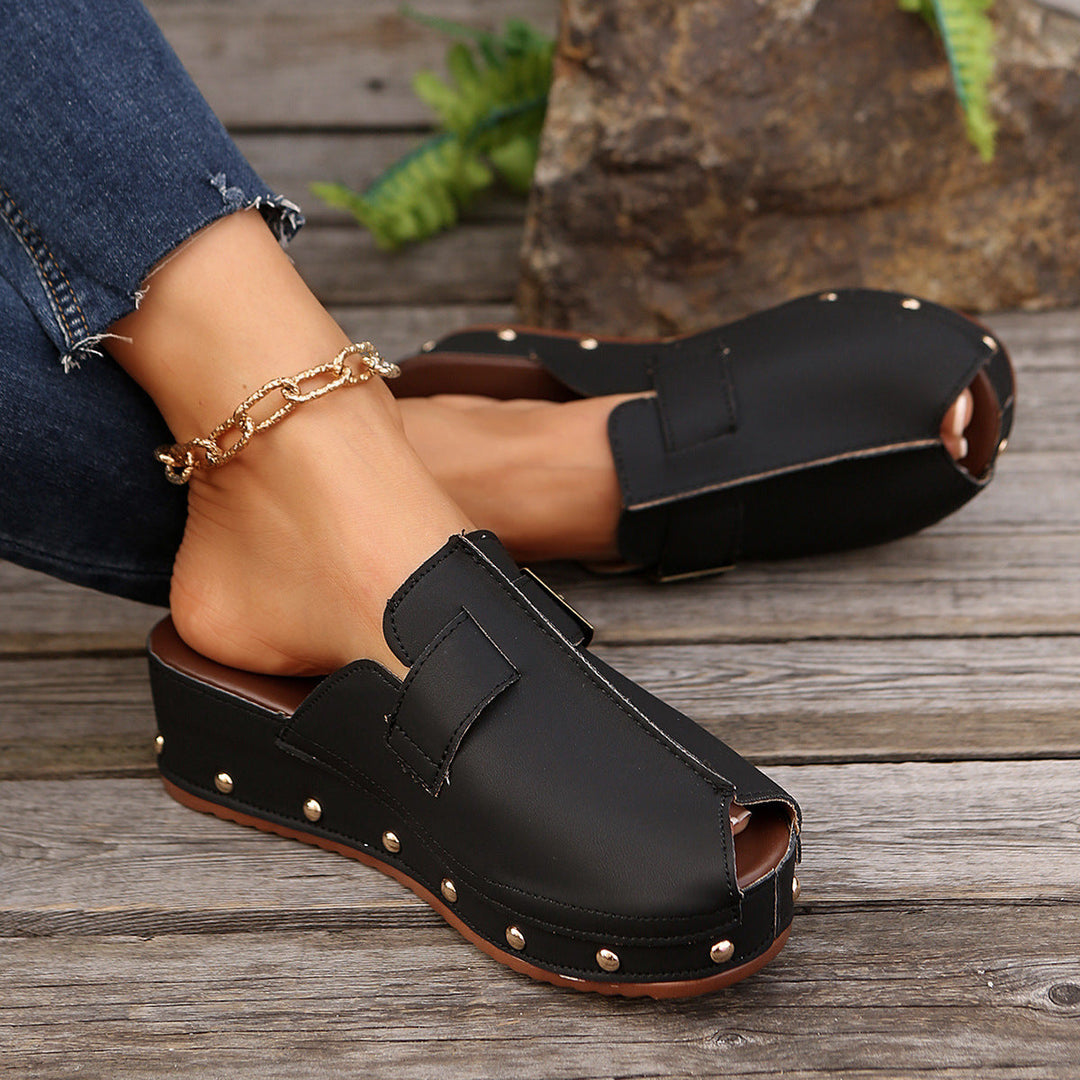 Damen Clogs mit modischem Schnallen-Design und trendiger Metallverzierung Drune