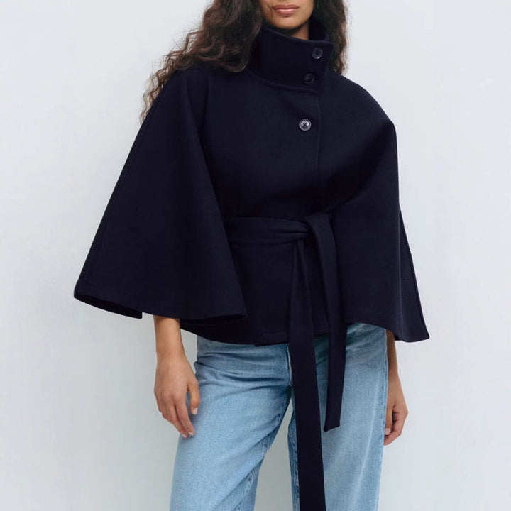 Damen Kapuzenjacke mit breiten Ärmeln und Taillengürtel Drune